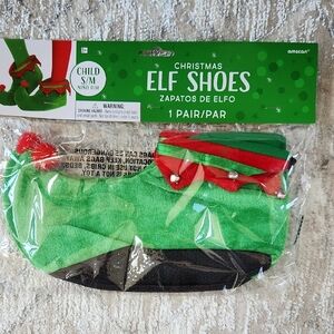 Amscan Green and Red Christmas Elf Shoes, Child S/M